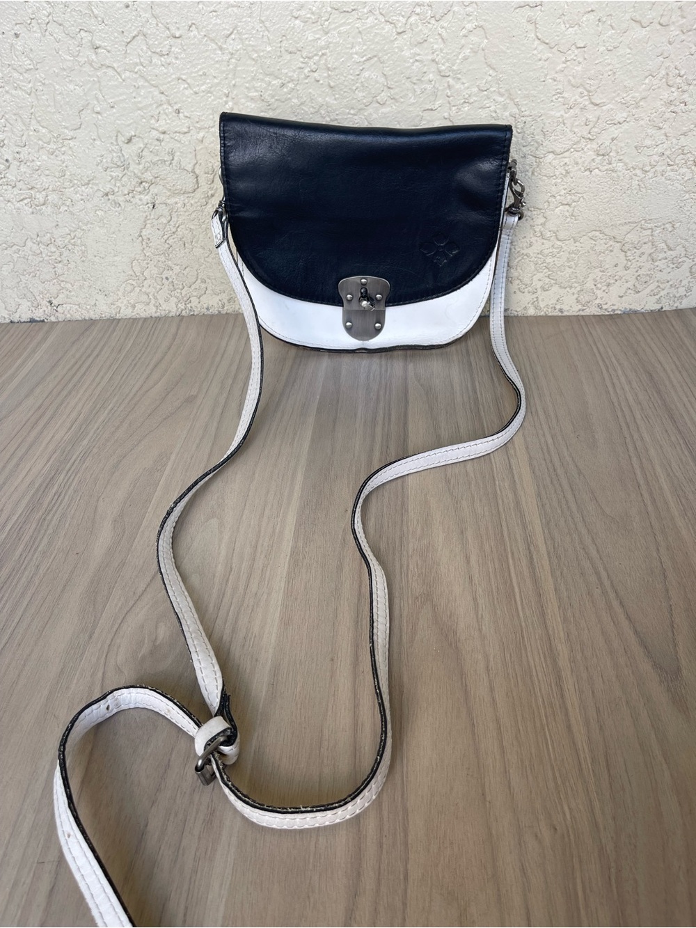 Patricia Nash Black and White Leather Two-Tone Crossbody